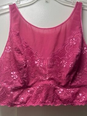 Lace Scoop Bralette — Fuchsia Pink